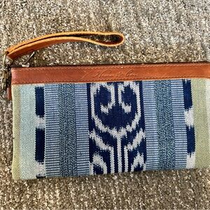 Nena & Co. Striped Canvas Wristlet in Pink, Cream & Black